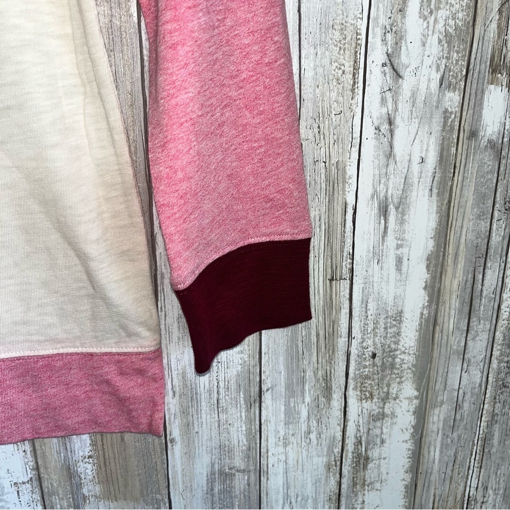 J.Crew Colorblock Sweatshirt NWT Pink Cream Magenta Slub Cotton Casual Pullover - Picture 3 of 6